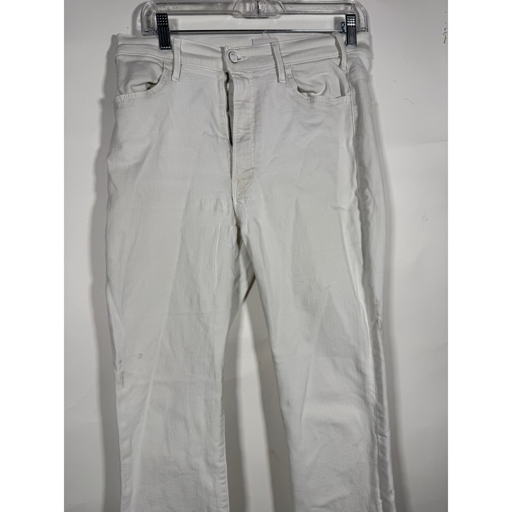 Mother The Hustler Ankle Fray White High Waisted Frayed Hem Jeans Size 30